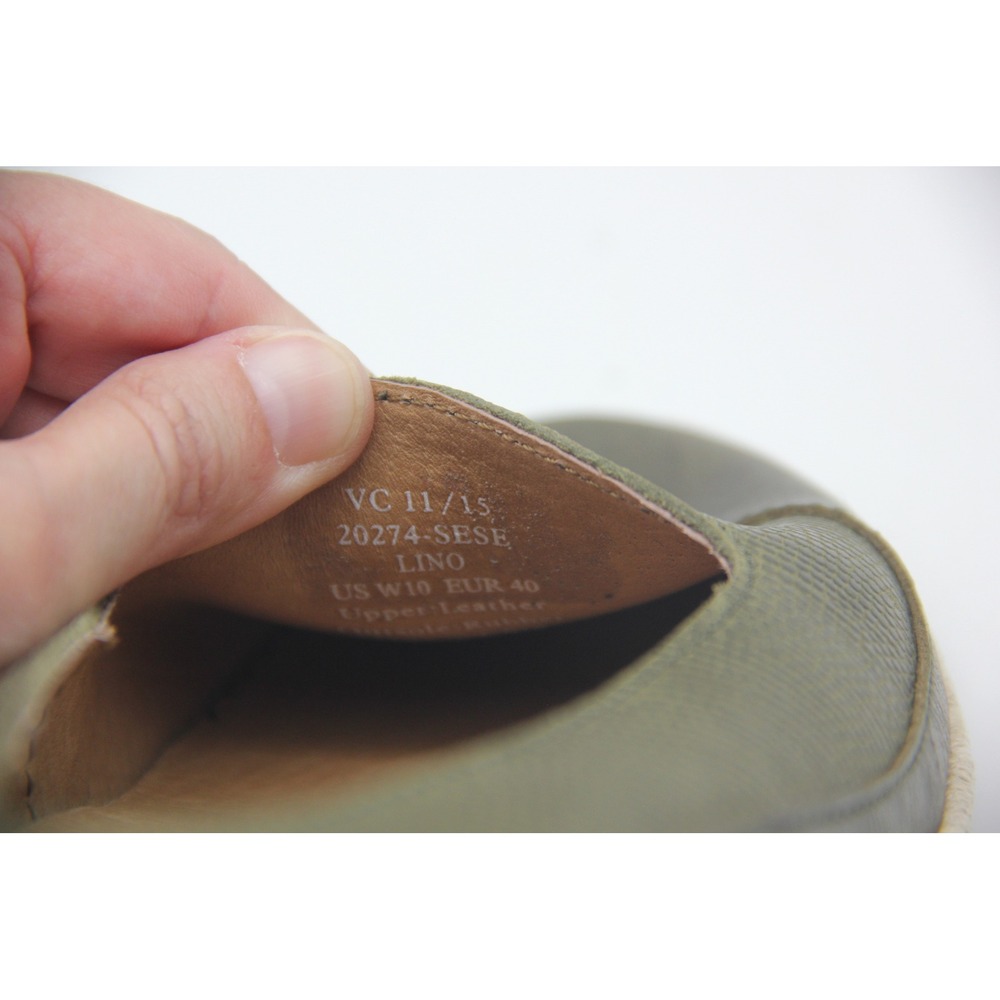 OluKai Shoes Womens 10 Green Leather Lino Ballet Flats Slip On Comfort Casual - Picture 8 of 9